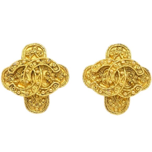 Chanel Cross Earrings Clip-On Gold 94A 165793 - Picture 1 of 8